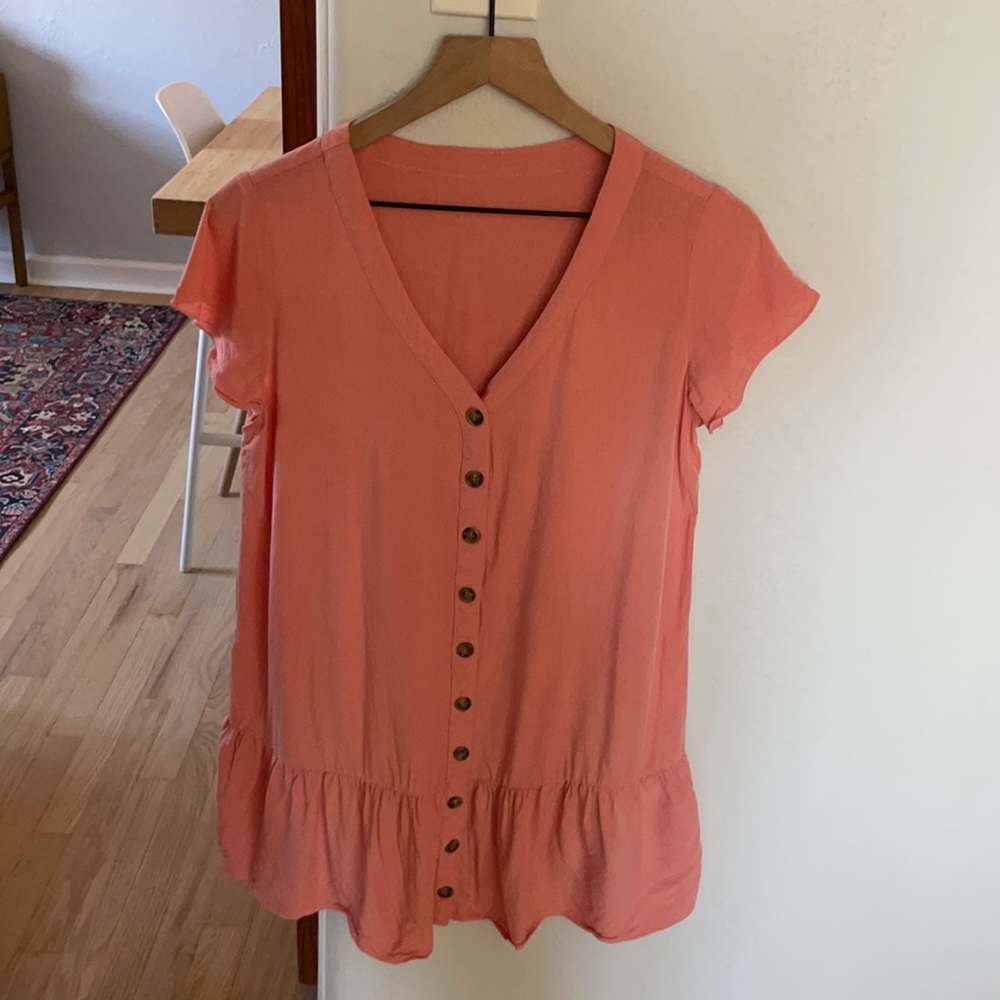 Pink button up ruffle dress